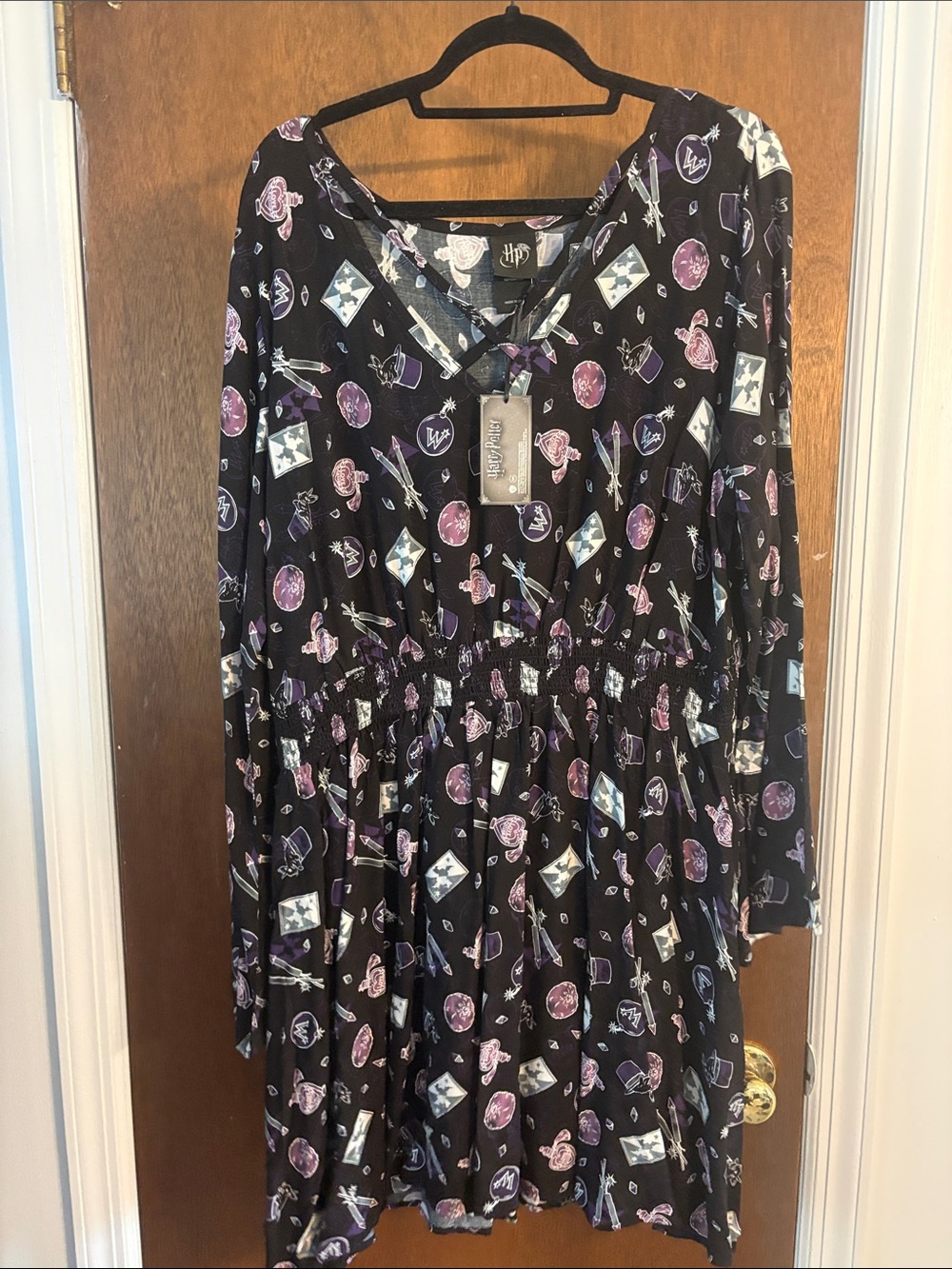 torrid Black Long-Sleeve Wizard Motif Dress with Purple & White Accents